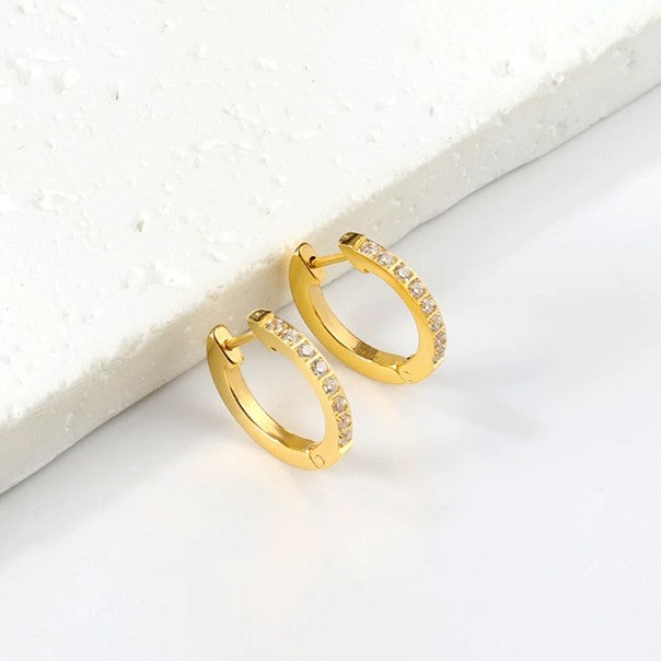 Silhouette stone hoop earring